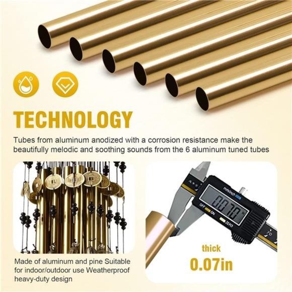 Wind Chimes for Outside,30"Memorial WindChimes with 2Copper Tubes & 16CopperBell - Picture 3 of 6